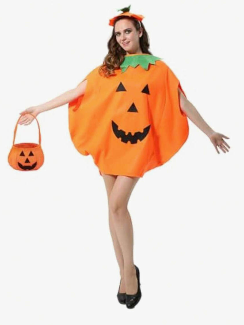 Disfraz De Calabaza Para Adultos Y Niños, Conjunto Completo Con Sombrero Y Bolsa Espaciosa, Ideal Para Halloween Y Cosplay