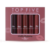 Set de Labiales Top Five Mousse Matte Lipstick Chola Browns - Italia Deluxe