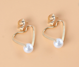 Aretes corazón dorado con perla N25
