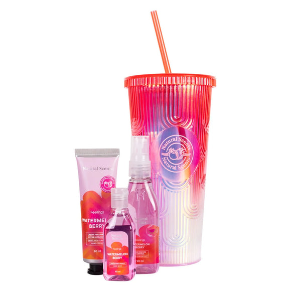 Vaso Holográfico Watermelon Berry Kit de Regalo Termo, Crema, Jabón y Perfume - Natural Scents