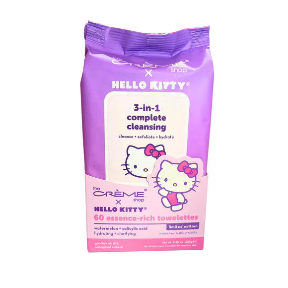 Toallitas 3 en 1 desmaquillantes + exfoliantes + hidratantes 60 pz x Hello Kitty - The Creme Shop