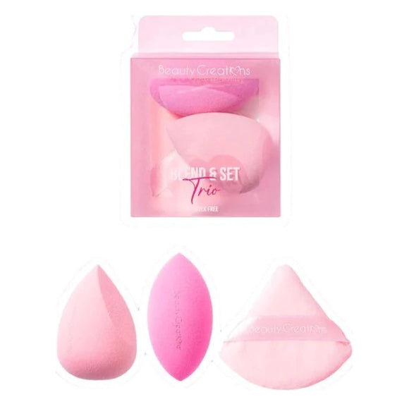 Blend & Set trio de esponjas y borla  - Beauty Creations