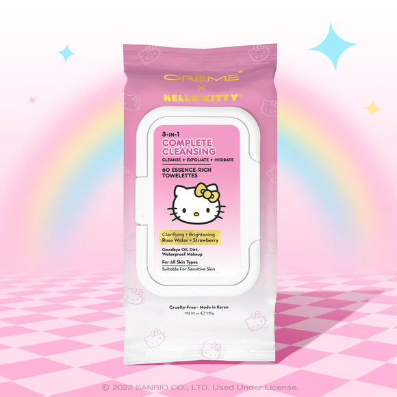 Toallitas 3 en 1 desmaquillantes + exfoliantes + hidratantes 60 pz x Hello Kitty - The Creme Shop