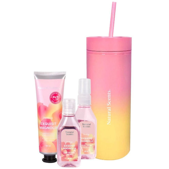 Vaso Matte Exquisit Magnolia Kit de Regalo Termo, Crema, Jabón y Perfume - Natural Scents
