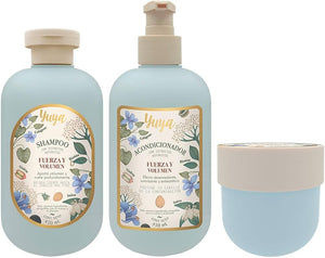 Kit Shampoo, Acondicionador y Mascarilla para el cabello Fuerza y Volumen - Yuya