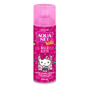 Spray para el cabello y cuerpo con glitter rose gold Hello Kitty - Aqua net