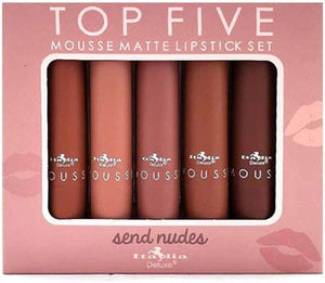 Set de Labiales Top Five Mousse Matte Lipstick Send Nudes - Italia Deluxe