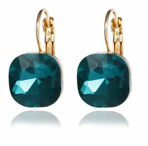 Copia de Aretes cuadrados verdes Z44