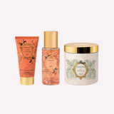 Body Care Bundle Bridgerton, Bridgerton body care, exfoliante corporal, body mist, loción corporal, cuidado corporal, rutina corporal, set corporal, brillo y suavidad, aroma floral gourmand, colección Bridgerton