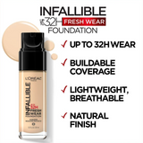 Infallible Up to 32H Fresh Wear Foundation Vitamin C Base de Maquillaje con SPF 25 - L'oreal Paris