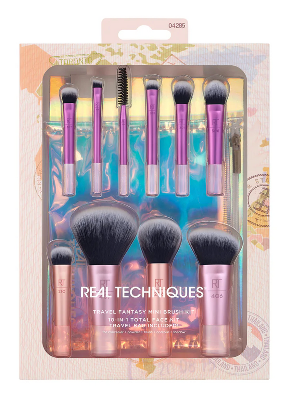 Travel fantasy mini brush kit de 10 brochas y bolsita para viaje -  Real Techniques