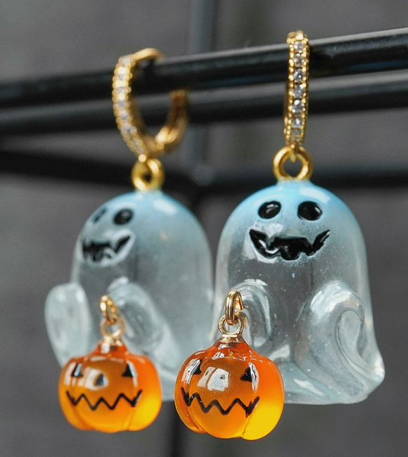Aretes de fantasma con calabaza - Halloween Collection