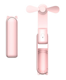 Mini ventilador portatil recargable y plegable color rosa