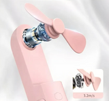 Mini ventilador portatil recargable y plegable color rosa