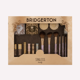 pr box Bridgerton, The Event of the Season, Bridgerton x Sinless Beauty, colección Bridgerton, maquillaje Bridgerton, set de maquillaje, paletas de sombras, lip oil, rubor, brochas de maquillaje, beauty box, colección limitada