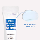 contorno de ojos, eye cream, MOIRA, glycerin hyaluronic acid, crema hidratante para ojos, ácido hialurónico, glicerina, skincare, hidratación contorno de ojos, all skin types, cruelty free
