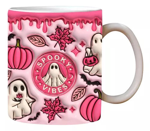 Spooky Vibes Pink Taza - Halloween Collection