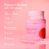 kit skincare Kiero, rutina facial Kiero, limpiador enzimático, pads tónicos, serum facial, protector solar en stick, skincare coreano, rutina completa de cuidado facial, limpieza e hidratación, protección solar diaria