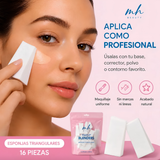 paquete de 16 quesitos de maquillaje, esponjas de maquillaje MH Beauty, esponjas triangulares para maquillaje, quesitos para aplicar base, esponjas para corrector, esponjas para polvo facial, esponjas para sellar maquillaje, aplicadores de maquillaje, herramientas de maquillaje profesional, esponjas para difuminar maquillaje, accesorios para maquillaje de rostro, paquete de esponjas triangulares