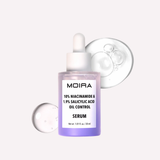 oil control serum, MOIRA, niacinamide serum, salicylic acid serum, serum para piel grasa, control de brillo, blemish care, skincare, serum hidratante, gel serum.