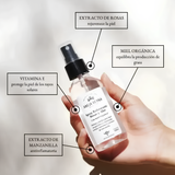 spray facial, agua de rosas, aloe vera, miel, bruma facial, spray refrescante facial, hidratación facial, tónico facial