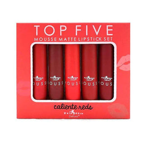 Set de Labiales Top Five Mousse Matte Lipstick Caliente Reds - Italia Deluxe