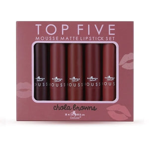 Set de Labiales Top Five Mousse Matte Lipstick Chola Browns - Italia Deluxe