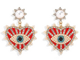 Aretes corazón y piedras