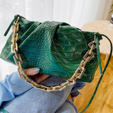 Bolsa cadena ajustable color verde animal print