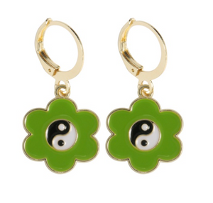 Aretes verdes flor gin jang N55