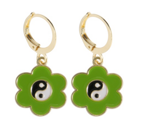 Aretes verdes flor gin jang N55