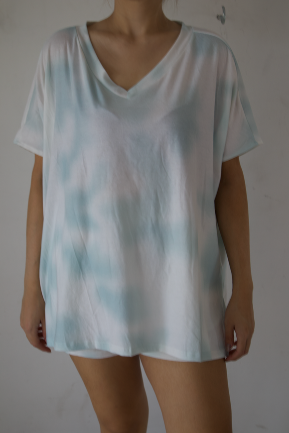 Conjunto de pijama azul con blanco talla ch