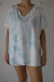 Conjunto de pijama azul con blanco talla ch