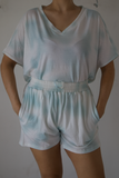Conjunto de pijama azul con blanco talla ch