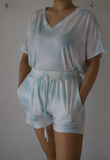 Conjunto de pijama azul con blanco talla ch