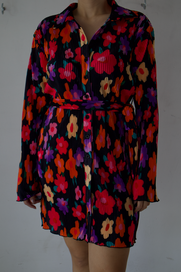 Vestido negro flores de colores